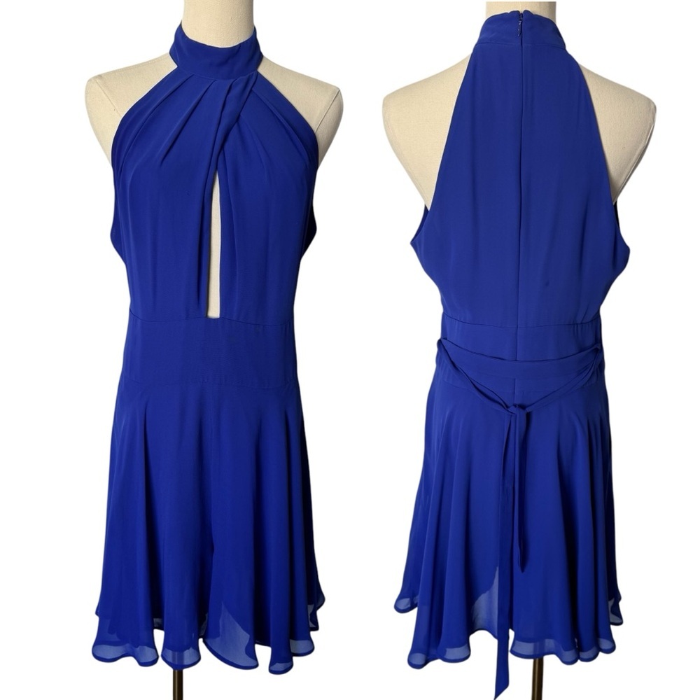 Elegant Blue Halter Dress